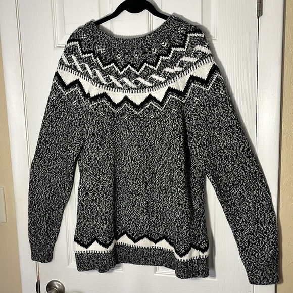 Old navy NWT classic fair isle sweater black white pullover crew neck cotton XL - Picture 11 of 13